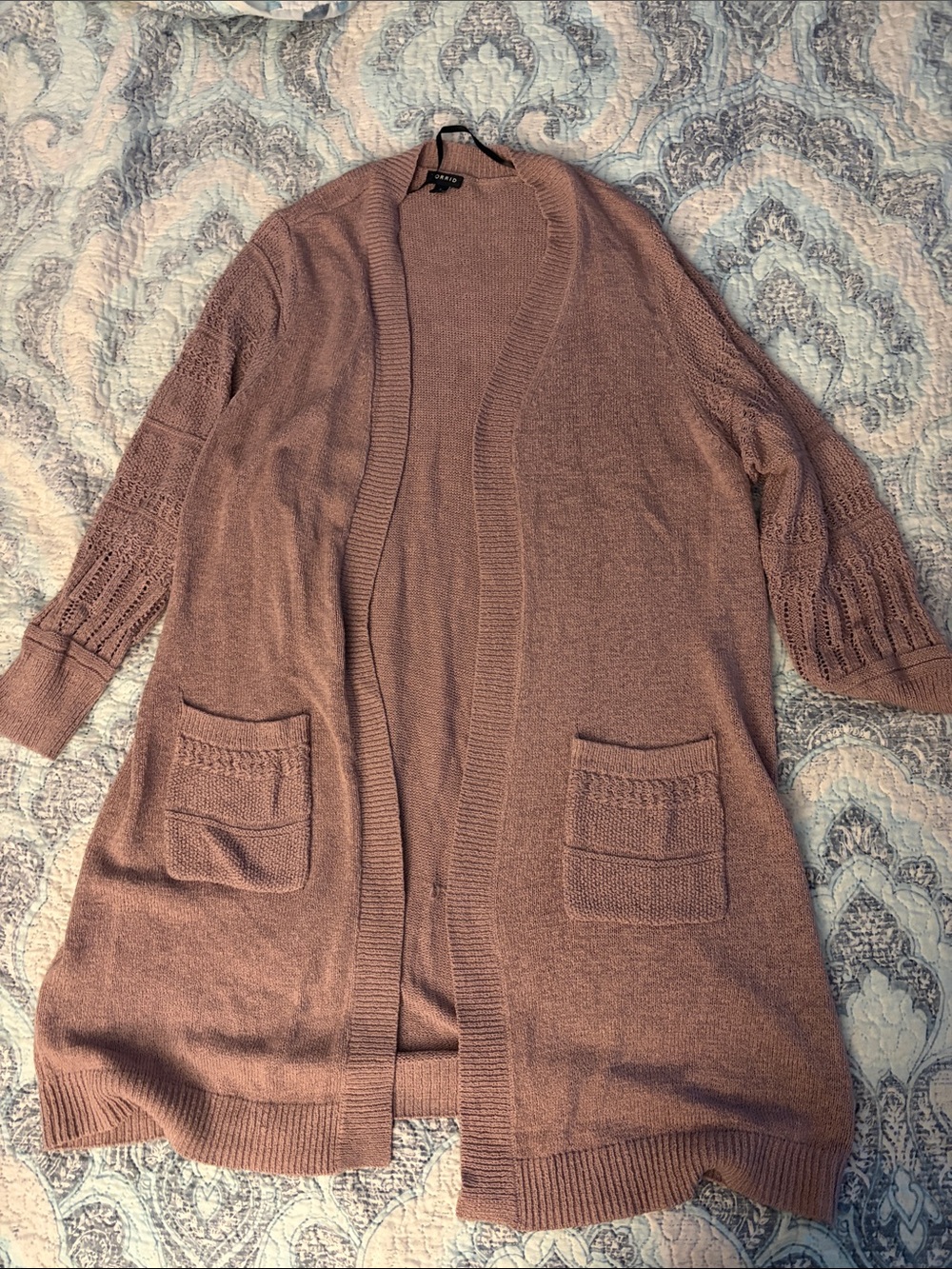 torrid Dusty Purple Open-Front Knit Cardigan with Patch Pockets